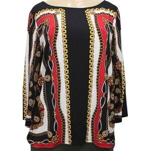 Chico's Women's Knit Top Stretch‎ 3/4 Sleeve Multicolor Size 0